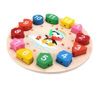 ERINGOGO Early Educational Wooden Clock for Shape Sorting Puzzle Safe Material and Interactive Teaching for Age