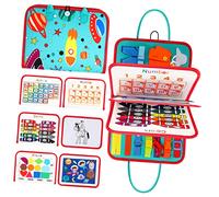 ERINGOGO Educational Busy Board for Felt Learning Developing Fine Motor Skills Early Preschool Activity Board for Shape Color Recognition and Independent Play in Blue