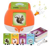 ERINGOGO Educational Talking Flash Cards for Boys and Girls Dual-sided Content Interactive Learning Toy Music Bilingual English Spanish for Speech Development Toddlers