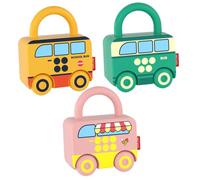 ERINGOGO Educational Unlock Toy Set for Toddlers 0-3 Years - 3pcs Key and Lock Car Learning Toys Including School Bus, Ice Cream Truck, Fine Motor Skills Development, Preschool Early Learning Birthday