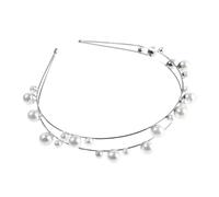 ERINGOGO Elegant Silver Geometric Pearl Hairband for Women All Match Wedding Headband Ornament Stylish Female Hair Accessory for Party Ceremony and Daily Wear
