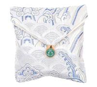 ERINGOGO Embroidered Double-Layer Cotton Linen Jewelry Bag Drawstring Closure, Silver Dragon Pattern Pouch for Necklace Bracelet Storage, Travel-Friendly Small Cloth Jewelry Pouch