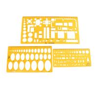 ERINGOGO Engineering Drafting Ruler with 3 Orange Plastic Ellipse and Circle Templates, Impact Resistant and Flexible, for Building and Interior Design