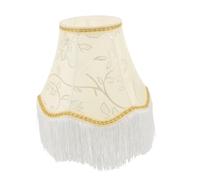 ERINGOGO European Embroidered Flared Fabric Lampshade with Tassels and Floral Design Vintage Victorian Fringe Bell Shade for Bedside and Living Handmade Classic Cloth Lamp Cover