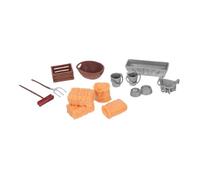 ERINGOGO Farm Playset for Barn Hay Bales Feed Troughs and Plastic Tools Realistic Farm Set for Indoor and Outdoor Role Playing Fun