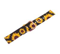 ERINGOGO Floral Silicone Watch Strap for Active Breathable Flexible Band for Women Black Sunflower Printed Replacement Wristband for Sports and Daily Wear