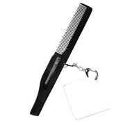 ERINGOGO Folding Beard Comb Fine Tooth Comb Keyring with Square Mirror for Men Travel Facial Hair Grooming Set