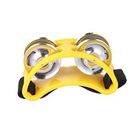 ERINGOGO Foot Tambourine Percussion Instrument with Jingle Bells Compact Body Durable Elastic Strap for Acoustic and Jam Sessions Yellow