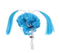 ERINGOGO Funny Pet Wig for Dogs and Cats Lightweight Blue Double Ponytail Costume Headwear for Small Medium Large Breeds Easy-Change Dress-up Accessory for Halloween Christmas Party Photo