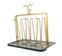 ERINGOGO Glass Cup Holder with Tray Sturdy Ironwork Kitchen Cup Shelf Storage Rack for Desktop Organization Breathable Ventilated Design Modern Elegant for Home and Office Use