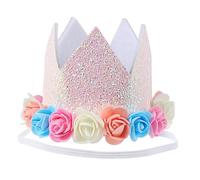 ERINGOGO Glitter Birthday Party Hat Thickened Felt Cloth Crown with Colorful Flowers and Eye Catching Party Supply for Childrens Celebrations Random Color