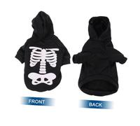 ERINGOGO Glow Dark Skeleton Dog Jumpsuit Halloween Costume for Small Pets Cat Puppy Skull Pattern Black Printed Outfit for Parties and Outdoor Activities