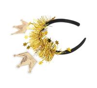 ERINGOGO Gold Crown Headband for Years Eve Party Sequined Hairband Comfortable Lightweight Crown Shape Hair Accessory for Women Birthday Wedding Celebration