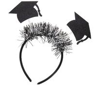 ERINGOGO Graduation Headpiece Black Gold Star Doctoral Cap Headband Silver Party Headdress for Adults Photo Prop Graduation Ceremony Accessory