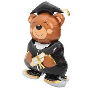 ERINGOGO Graduation Party Decoration Grad Bear Foil Balloon 3D Standing Brown Bear Balloon for School Graduation Photo Background Party Supplies
