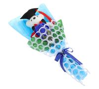 ERINGOGO Graduation Plush Bear Doll Bouquet of Faux Roses Party Favor Adorable Plush Companion Graduation Cap Beautiful Artificial Flower Arrangement for Memorable Celebrations