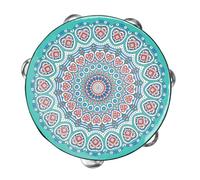 ERINGOGO Green Hand Held Tambourine Drum with Jingles - Wooden Frame PU Surface Percussion Instrument for Dance Props Music Education and Beginner Practice