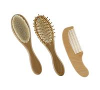 ERINGOGO Hair Brush and Comb with Soft Wool Bristles and Wooden Comb Lightweight Portable Hair Care for Gentle Scalp Massage and Itch Relief Suitable for Newborns