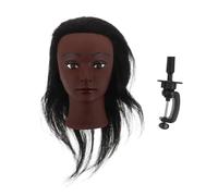 ERINGOGO Hairdressing Mannequin Head with Real Human Hair for Barber Training and Styling Practice, Straight Hair Model F818 with Desktop Stand, Hairdressing Practice Manikin for Salon and