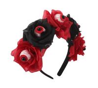 ERINGOGO Halloween Horror Headband with Realistic Bleeding Eyeball and Artificial Roses Lightweight Hair Hoop for Haunted House Parties and Carnival Themes Reusable Spooky Headpiece