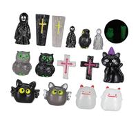 ERINGOGO Halloween Miniatures DIY Resin Ghost Crow and Tombstone Figurines for Spooky Graveyard Decor and Halloween Village Accessories Compact Horror Figures for Creative Display