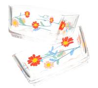 ERINGOGO Hamster Food Bowl and Small Pet Feeding Dish Set, 2pcs Glass Anti-tip Water and Food Bowls for Hamsters, Guinea Pigs, and Rabbits, Red Daisy Design, Suitable for Small Animals