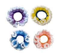 ERINGOGO Hand-woven Knitted Hair Scrunchies 4pcs Soft Woolen Elastic Hair Bands Comfortable for Women and Girls Random Color