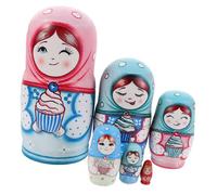 ERINGOGO Handcrafted Russian Nesting Dolls Set for Traditional Wooden Matryoshka Stackable with Artistic Design for Educational Play and Cultural Learning