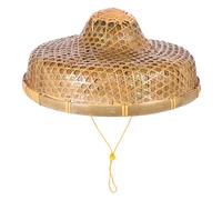 ERINGOGO Handmade Braided Bamboo Sun Hat with Chin Strap Lightweight Woven Fisherman Hat for Summer Outdoor Farming Gardening and Stage Use