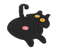 ERINGOGO Handmade Crochet Cat Butt Coaster Cute Black Knitted Cat Mug Drink Coaster for Home for Tea Coffee and Table Decor