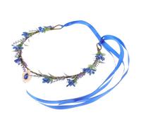 ERINGOGO Handmade Fairy Flower Crown Headband with Water Drop Pendant, Blue Purple Elven Headpiece for Women, Natural Style Hair Accessory for Photoshoot, Halloween, Party, Wedding
