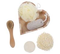 ERINGOGO Heart Shaped Bath Gift Box with Body Scrubber Kit Foot Pumice Stone Loofah Slice Facial Brush for Women Exfoliating Spa Tools for Skin Cleaning and Dead Skin Removal Relaxation