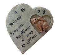 ERINGOGO Heart-shaped Resin Cat Memorial Stone with Angel Design Outdoor Pet Figurine for Garden Engravable Tribute Statue for Remembering Lost Cats Weather-resistant Sympathy Ornament