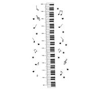 ERINGOGO Height Measuring Sticker for Boys and Girls Room Featuring Cartoon Piano Pattern, Black PVC Material, Easy to Peel and Stick, Reusable Wall Decal for Bedroom Play Decor and Growth