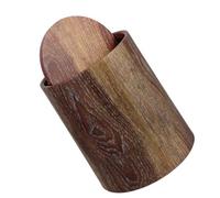 ERINGOGO Imitation Wood Grain Trash Bin 15L Round PP Container with Swing Lid for Home Bedrooms