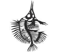 ERINGOGO Iron Fish Bone Pendant Wall Decor with Vivid Details, Artistic and Realistic Metal Fish Skeleton Sculpture for Music Carnival Or Housewarming, Black Iron Material Home Wall Pendant
