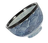 ERINGOGO Japanese Style Ceramic Food Serving Bowl Decorative Rice Bowl with Elegant Sea Wave Pattern Thick Porcelain for Dining Table Easy to Clean and Practical for Home and Restaurant Use