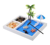 ERINGOGO Japanese Style Micro Sand Beach Table Ornament Zen Garden Sandbox for Desk Decoration Vintage Elegant Seaside Sandscape Model Relaxing Landscape for Home Office