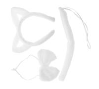 ERINGOGO Kawaii Plush Cat Ear Headband and Tail Set for Soft Makeup Spa Hair Hoop Cute Animal Cosplay Accessory for Face Washing and Skincare Daily Wear and Costume Parties
