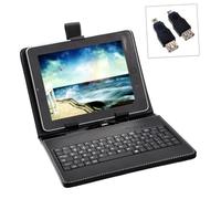 ERINGOGO Keys USB Keyboard PU Protective Case Cover with Stand for Tablets Durable Black Design Built Qwerty Keyboard Compatible with All Tablet for Typing and Video Viewing