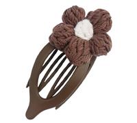 ERINGOGO Knitted Flower Hair Claw Clip for Women Crochet Ponytail Holder with Strong Hold Fuzzy Half Bun Hairpin for Thin and Thick Hair Elegant Floral Design for Travel and Daily Wear