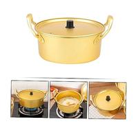 ERINGOGO Korean Yellow Aluminum Noodle Pot Double Handle Soup Pan for Cooking Instant Noodles Milk and Soup Easy-Clean Kitchen Cookware Multi-Functional Reusable Cooking Pot