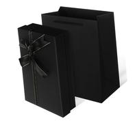 ERINGOGO Large Black Rectangular Gift Box with Ribbon and Bag Strong Sturdy Present Box for Men with Spacious Interior Elegant Simple Design Suitable for Various Gifts and Occasions