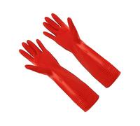ERINGOGO Latex Kitchen Cleaning Gloves with Inner Plush and Oil Household Dishwashing Mitts Silicone Material for Hand Wash Laundry Pet Care Gardening Red