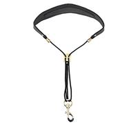 ERINGOGO Leather Saxophone Neck Strap with Padded Shoulder for Alto Saxophone Wear Resistant Sax Harness for Adult and Student Players in Black