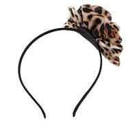 ERINGOGO Leopard Print Headband with Large Flower Accent Thin Band Hair Accessory for Women and Stylish Wildlife Print Hairband for Jungle Theme Parties and Everyday Fashion