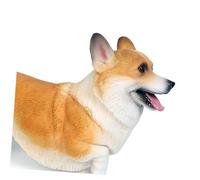 ERINGOGO Lifelike Welsh Corgi Model for Small Animal Figurine with Delicate Texture Educational Cognitive for Play and Home Decor White Yellow Plastic Dog Figure