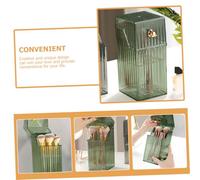 ERINGOGO Makeup Brush Holder Organizer Acrylic Cosmetic Brush Stand Desktop Pen Storage Pot with Flat Bottom for Makeup Tools and Stationery Smooth Texture Light Luxury Green