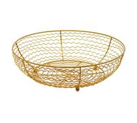 ERINGOGO Metal Wire Fruit Basket Large Countertop Storage Organizer for Bread and Snacks Artistic European Style with Wave Pattern Stylish Kitchen and Office Decor