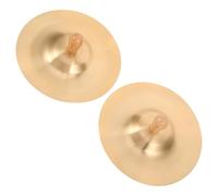 ERINGOGO Mini Brass Finger Cymbals with Handle for Handheld Percussion Instrument Sharp Bright Tones Copper Gong for Belly Dance Music Practice Party Performance Educational Rhythm Training